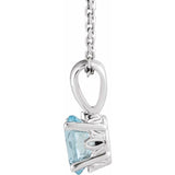 Sterling Silver Natural Aquamarine 16-18" Necklace
