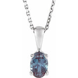 Sterling Silver Lab-Grown Alexandrite 16-18" Necklace