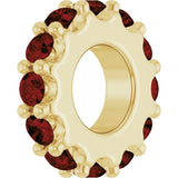 18K Yellow Gold-Plated Sterling Silver Natural Mozambique Garnet Spacer Charm/Pendant