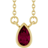 14K Yellow Gold Natural Mozambique Garnet 18" Necklace
