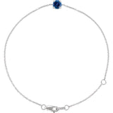 14K White Gold Lab-Grown Blue Sapphire  6 1/2-7-1/2" Bracelet