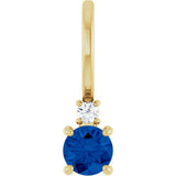 14K Yellow Gold Natural Blue Sapphire & .02 CT Natural Diamond Charm/Pendant