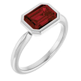 Sterling Silver Natural Mozambique Garnet Solitaire Ring
