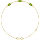 14K Yellow Gold Natural Peridot Bezel-Set 3-Stone 7 1/2" Bracelet