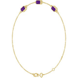 14K Yellow Gold Natural Amethyst Bezel-Set 3-Stone 7 1/2" Bracelet