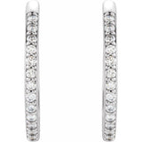 14K White Gold 1/8 CTW Lab-Grown Diamond Hinged 18 mm Hoop Earrings