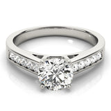 14kt gold Single Row Engagement Ring Prong Set