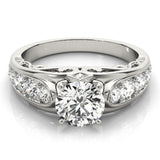 14kt gold Single Row Engagement Ring Prong Set