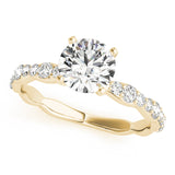 14kt gold Single Row Engagement Ring Prong Set