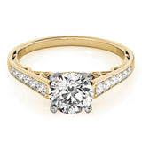 14kt gold Single Row Engagement Ring Prong Set