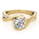14kt gold Single Row Engagement Ring Prong Set