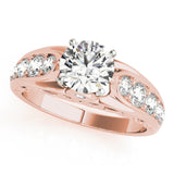 14kt gold Single Row Engagement Ring Prong Set