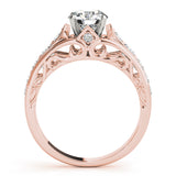 14kt gold Single Row Engagement Ring Prong Set