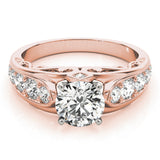 14kt gold Single Row Engagement Ring Prong Set