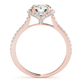 14kt gold Single Row Engagement Ring Prong Set