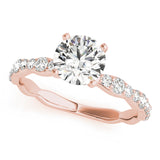 14kt gold Single Row Engagement Ring Prong Set