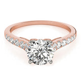 14kt gold Single Row Engagement Ring Prong Set