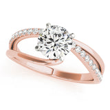 14kt gold Single Row Engagement Ring Prong Set