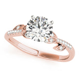 14kt gold Single Row Engagement Ring Prong Set