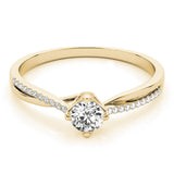 14kt gold Single Row Engagement Ring Prong Set