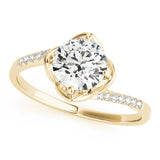 14kt gold Single Row Engagement Ring Prong Set