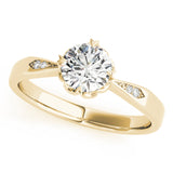 14kt gold Single Row Engagement Ring Prong Set