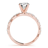 14kt gold Single Row Engagement Ring Prong Set