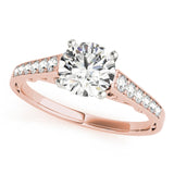 14kt gold Single Row Engagement Ring Prong Set