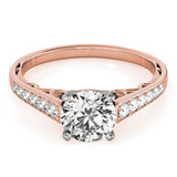 14kt gold Single Row Engagement Ring Prong Set