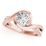 14kt gold Single Row Engagement Ring Prong Set