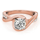 14kt gold Single Row Engagement Ring Prong Set