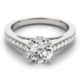 14kt gold Single Row Engagement Ring Prong Set