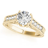14kt gold Single Row Engagement Ring Prong Set