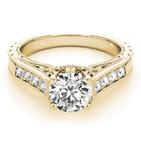 14kt gold Single Row Engagement Ring Prong Set
