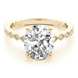 14kt gold Single Row Engagement Ring Prong Set