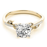 14kt gold Single Row Engagement Ring Prong Set
