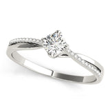 Platinum Single Row Engagement Ring Prong Set