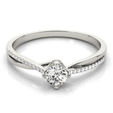 Platinum Single Row Engagement Ring Prong Set