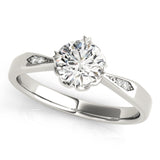 Platinum Single Row Engagement Ring Prong Set