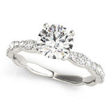 Platinum Single Row Engagement Ring Prong Set
