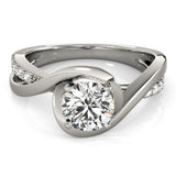 Platinum Single Row Engagement Ring Prong Set