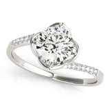 Platinum Single Row Engagement Ring Prong Set