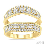 1 1/10 Ctw Baguette and Round Cut Diamond Insert Ring in 14K Yellow Gold