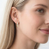 1 1/10 Ctw Bezel Set Emerald Cut Diamond Fashion Hoop Earrings in 14K Yellow Gold