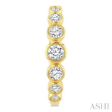 1 1/10 Ctw Graduated Bezel Set Round Cut Diamond Fashion Hoop Earrings in 14K Yellow Gold