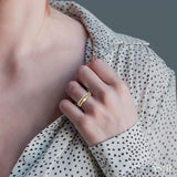 1/5 Ctw Double Row Baguette and Round Diamond Fashion Ring in 14K Yellow Gold