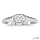 1/8 Ctw Oval Shape Lovebright Diamond Ring in 14K White Gold