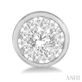 1/2 Ctw Lovebright Round Cut Diamond Bezel Stud Earring in 14K White Gold