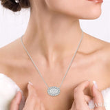 1/2 Ctw Oval Shape Round Cut Diamond Lovebright Pendant With Chain in 14K White Gold