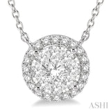 1/2 Ctw Circular Round Cut Diamond Lovebright Pendant With Chain in 14K White Gold